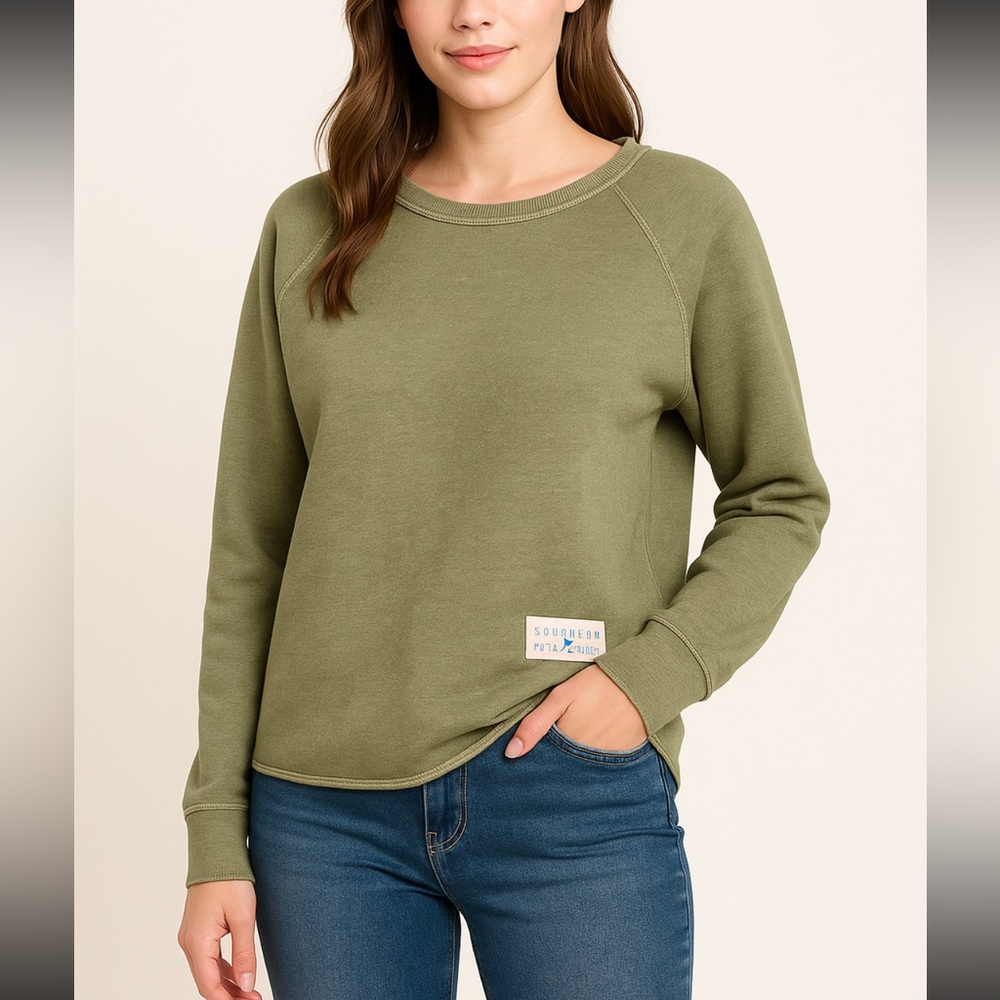 Southern Fried Cotton Green Pullover Sweatshirt Women’s Medium Casual Cozy